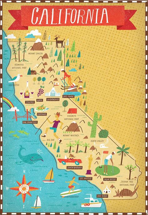 Illustrated Map Of California Printable Maps