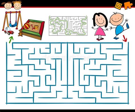 Cartoon Maze Or Labyrinth Game Stock Vector Illustration Of Exit