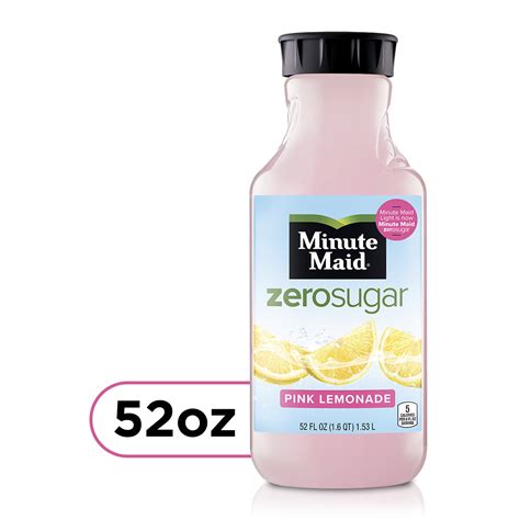 Minute Maid Zero Sugar Pink Lemonade Juice 52 Fl Oz Bottle