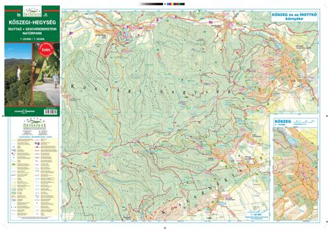 A térkép kőszeg belvárostérképét is tartalmazza, illetve külön térképrészleten . Kőszegi-hegység turista térkép Szarvas András 2020 1:25 000,