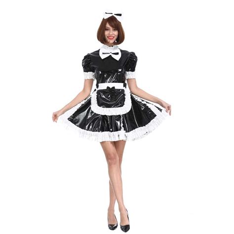 new arrival custom made sissy maid dark blue dress lockable uniform cosplay costume cosplay