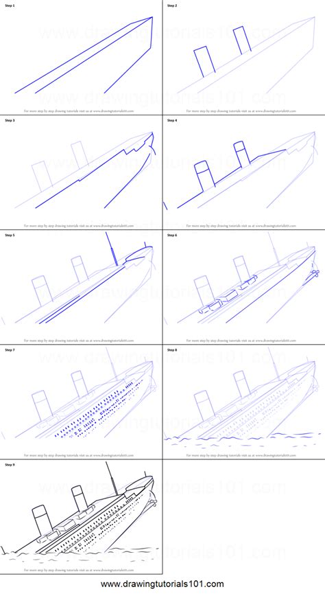 (she hit the iceberg on the 14th at 11:40pm, sank completely apr. How to Draw Titanic Sinking printable step by step drawing ...