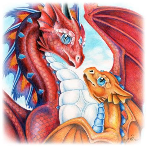 Mother And Baby Dragon Baby Dragons Drawing Dragon Drawing Color