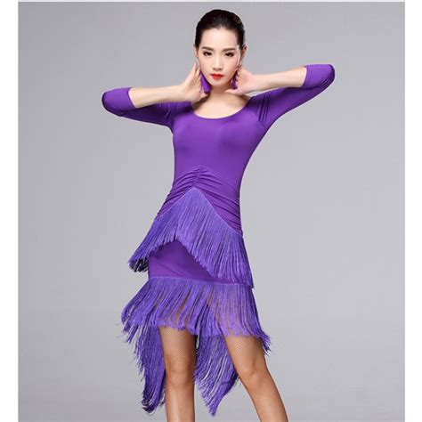 Sexy Royal Blue Red Purple Women Ballroom Dress Latin Dance Dress Lady Professional Latin Skirt