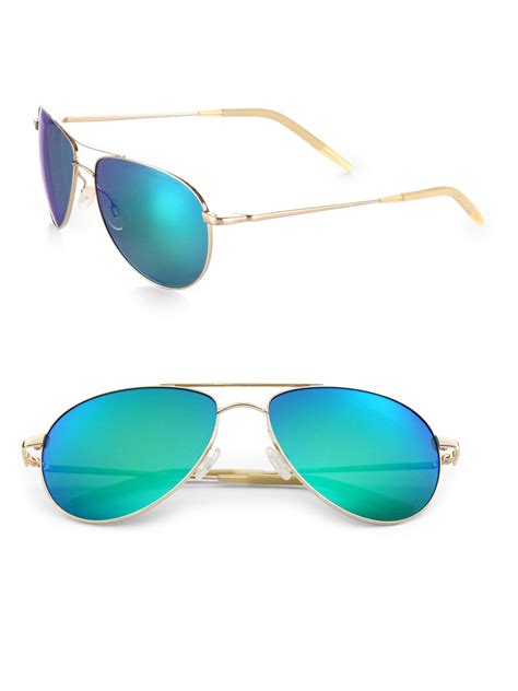 Lyst Oliver Peoples Benedict 59 Aviator Sunglasses In Green