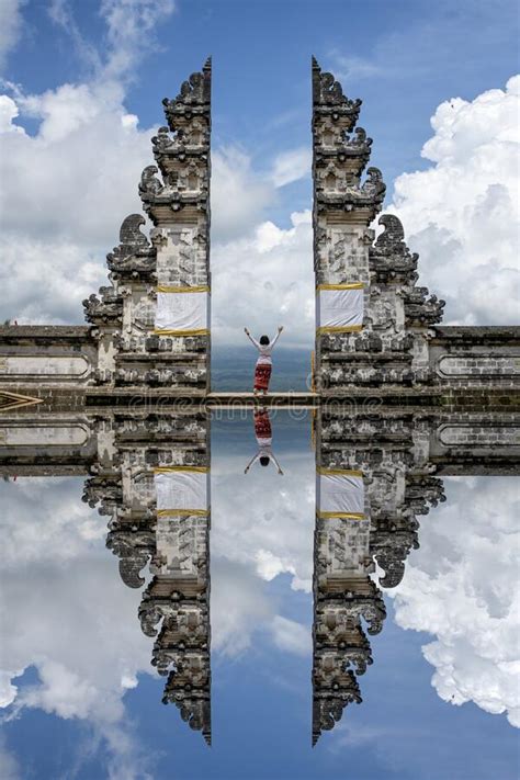 Bali Temple With Reflection In The Water Stock Photo Image Of