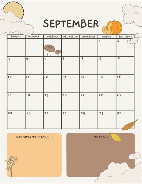 September Calendar Monthly Calendars Notability Monday Tuesday