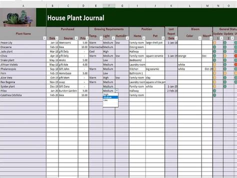 House Plants Journal Excel And Pdf Template Plants Log Etsy Uk