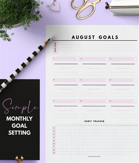 Goal Planner Printable Monthly Goals Goal Setting Goal Etsy