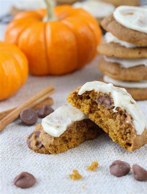 Chewy Chocolate Chip Pumpkin Cookies With Brown Butter Icing