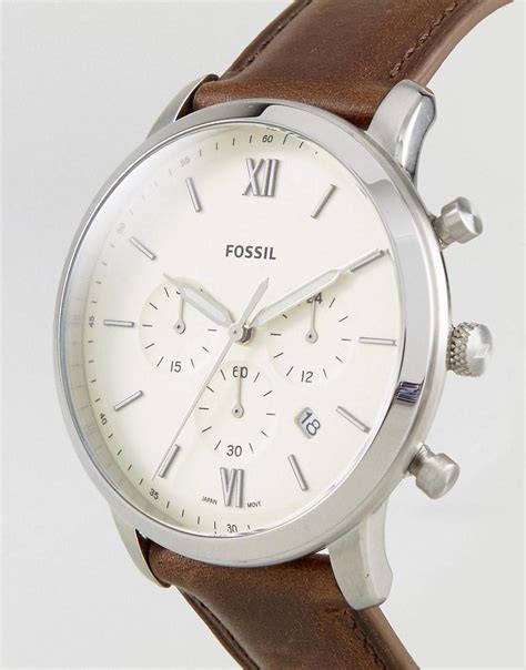 Fossil Fs5380 Neutra Chronograph Leather Watch In Brown For Men Lyst