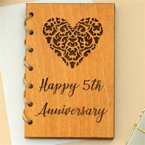 5th Anniversary Card Wood Card Personalised Anniversary Etsy