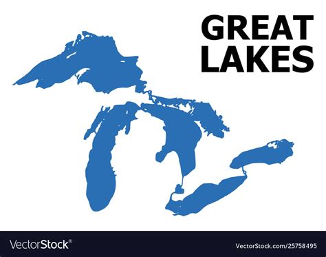 Flat Map Great Lakes With Name Royalty Free Vector Image