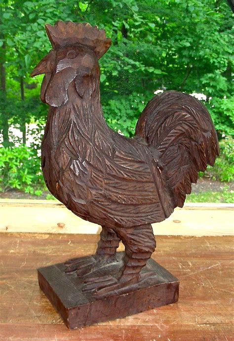 Intricately Carved Wooden Folk Art Rooster Early 20th Century From Westpelhamantiques On Ruby Lane