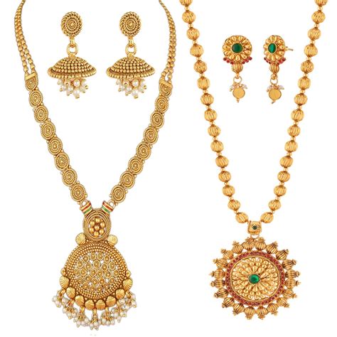 buy apara traditional jewellery gold plated jewellery set for women golden rc1n128n628r at
