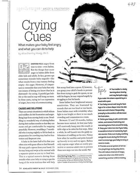 Pdf Ages And Stages Crying Cues What Makes Your Baby Feel Angry And
