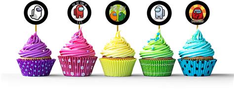 15 Print Your Own Among Us Cupcake Toppers Black Background Etsyde