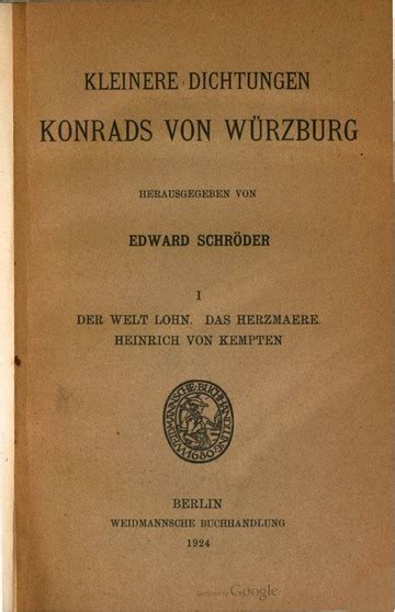 Kleinere Dichtungen Konrads Von Würzburg Herausgegeben Von Edward