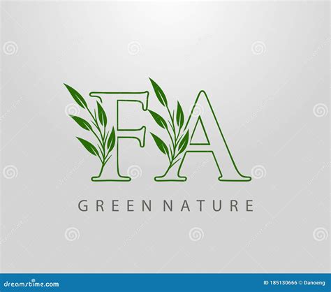 Green Nature Leaf Letter F A And Fa Logo Design Monogram Logo Stock