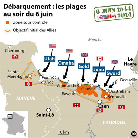 Carte Du Debarquement En Normandie Le 6 Juin 1944