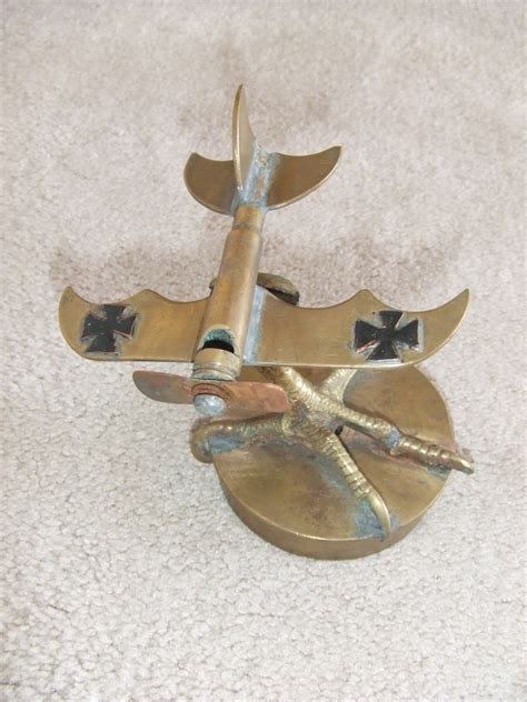 Ww1 Trench Art German Airplane On Talon Stand Collectors