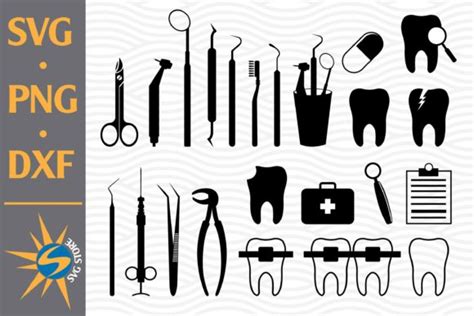 Free Dental Tools Silhouette SVG PNG DXF EPS Cut File