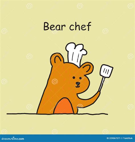 Hand Drawn Bear Cooking Cartoon Stock Vector Illustration Of Label