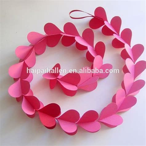 Baby Pink 3d Heart Paper Garland Handmade Paper Hearts Garland For