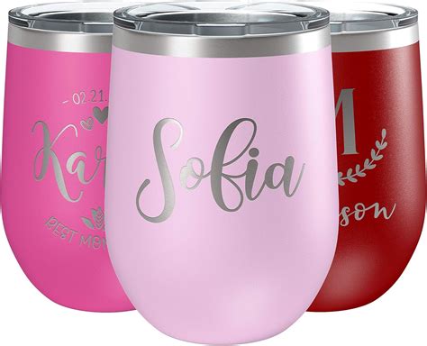personalized wine tumbler name laser engraved custom stainless steel mug ships next day home
