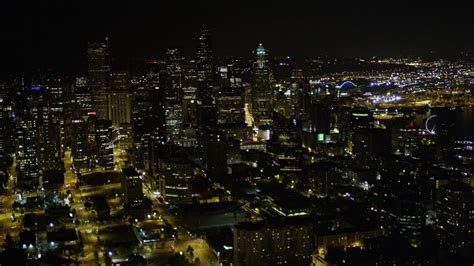 5k Stock Footage Aerial Video Approach Downtown Seattle Skyline And Fly