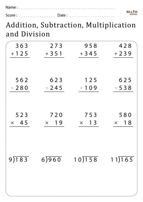Mixed Review Multiplication And Division Worksheets