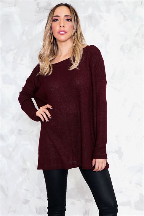 Basic Knit Sweater Maroon Haute And Rebellious