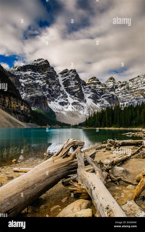 Scenic Mountain Landscape Of Moraine Lake And The Valley Of Ten Peaks