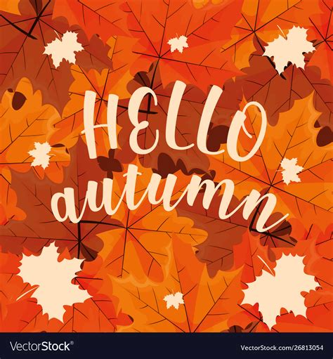 Hello Autumn Poster With Leafs Pattern Royalty Free Vector