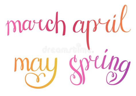 Spring Lettering In Gradient Spring Months March April And May