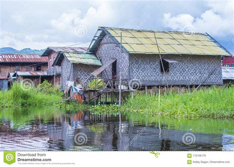 Traditional Wooden Stilt Houses In Inle Lake Myanmar Editorial Stock