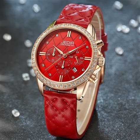 Jedir Ladies Watches Top Brand Luxury Chronograph Sport Watch Women Red