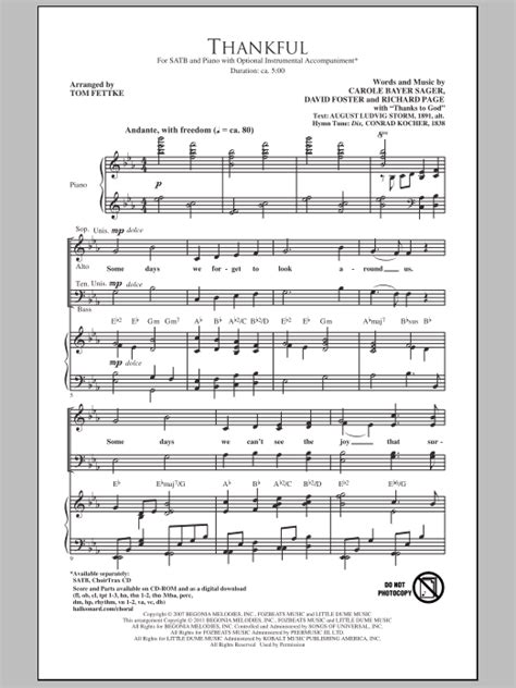 Thankful Sheet Music Tom Fettke Satb Choir