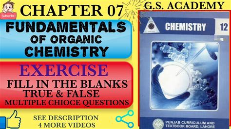 Exercise Fill In The Blanks True False Mcqs Organic Chemistry Chapter Class