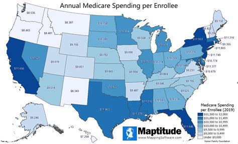 Maptitude Map Medicare Spending By State