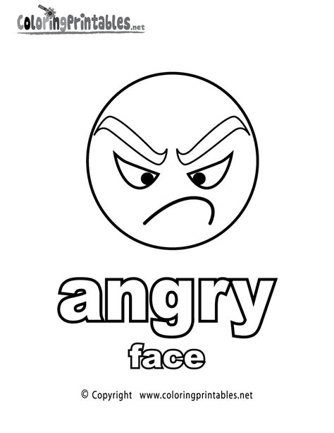 Learning Adjectives Angry Face Coloring Page Printable Feelings