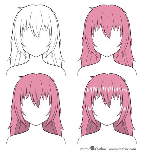 How To Shade Anime Hair Step By Step Animeoutline Girl Hair Drawing
