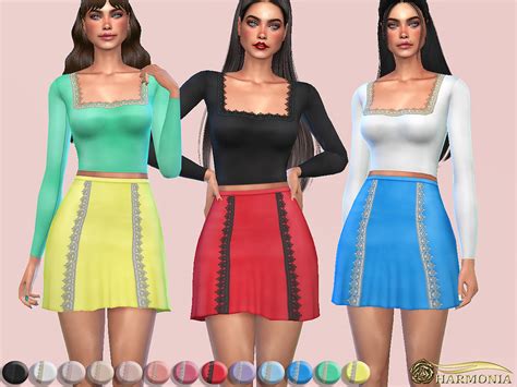 Lace Trim A Line Skirt By Harmonia At Tsr Sims 4 Updates