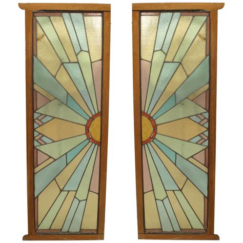 Pair Of French Art Deco Stained Glass Doors At 1stdibs