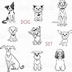 Vector set black and white dogs different breeds | Black and white dog ...
