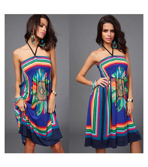 Cheap Summer Beach Clothing Ethnic Style Dresses Clothing Printed Dress