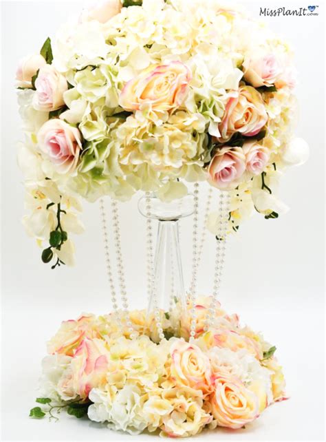 Diy Pearls And Pink Wedding Flowers Centerpiece
