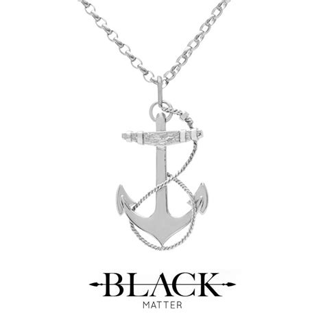 Nautical Silver Anchor Pendant Black Matter Jewellery