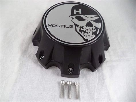 Hostile Wheels Satin Blackchrome Skull Logo Custom Center Cap Hc 80