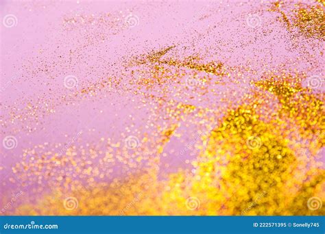 Gold Sparkles On Pink Background And Copy Space Trendy Background For